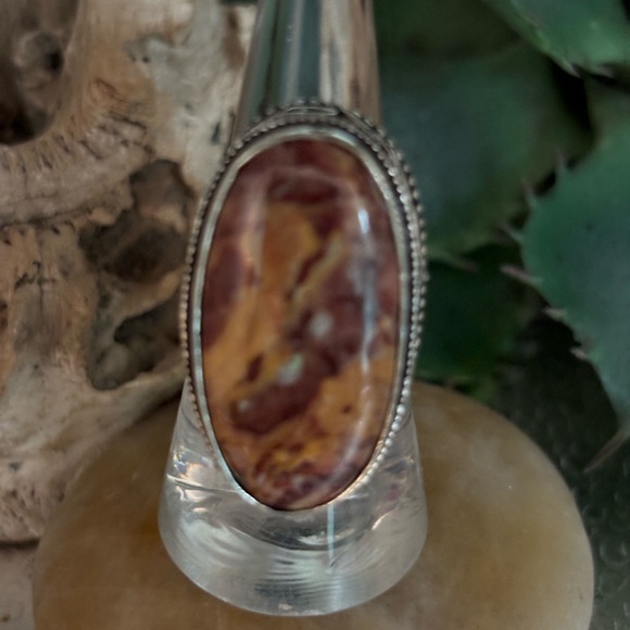 Size 7&3/4 Amazing, Mookaite ring In caramel and brown swirls - Picture 2 of 4